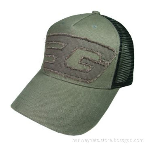 Fashionable Truckers Cap, Made of Cotton Twill, with Single Stitch Applique Embroidery